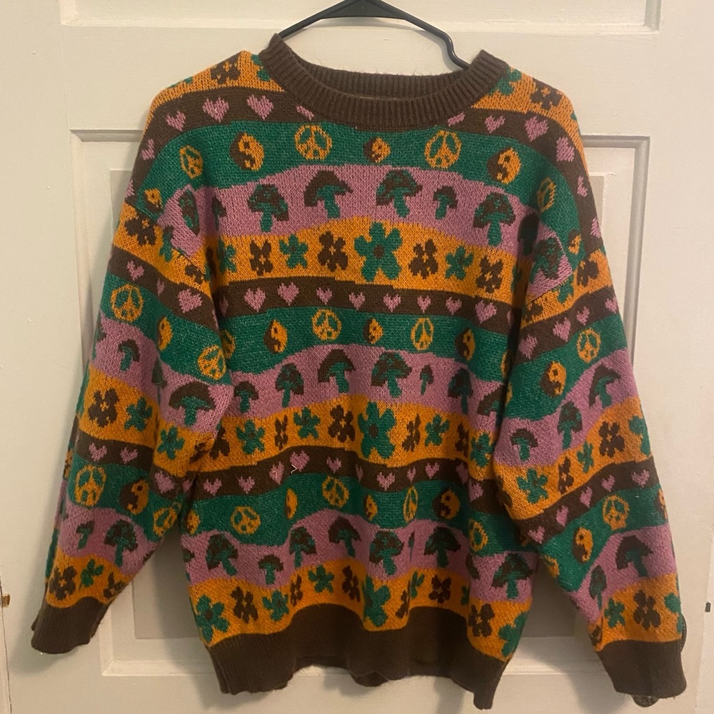 Groovy Knit Mushroom and Flower Sweater